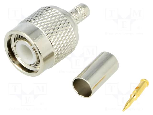 Connector: TNC; plug; male; straight; 50Ω; crimped; for cable; POM AMPHENOL RF T1121A1ND3G1A50