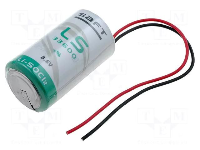 Battery: lithium; D; 3.6V; 17000mAh; non-rechargeable; cables SAFT SAFT-LS33600PR