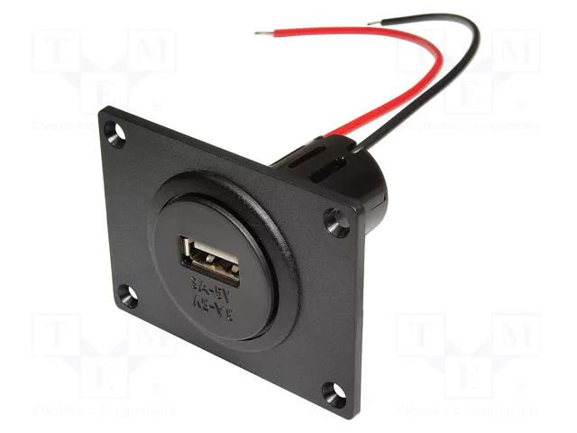 USB power supply; USB A socket; Sup.volt: 12÷24VDC; Inom: 3A PRO CAR PROCAR-67332500
