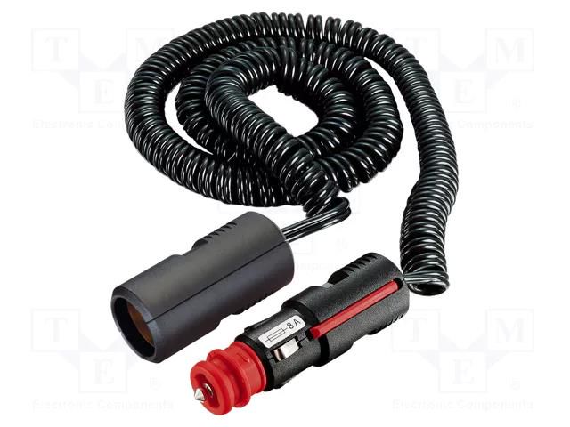 Cigarette lighter socket extension cord; Sup.volt: 12÷24VDC; 8A PRO CAR PROCAR-67828100