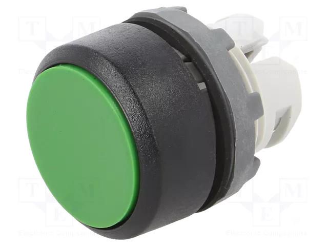 Switch: push-button; 22mm; Stabl.pos: 1; green; none; IP66; flat ABB MP1-10G