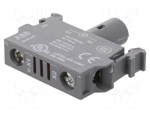 Illuminating unit; 22mm; Illumin: LED; front; 230VAC; white; 8÷15mA ABB MLBL-07W