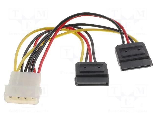 Adapter; Molex male,SATA plug x2; 0.15m Goobay SATA-PSR1-16