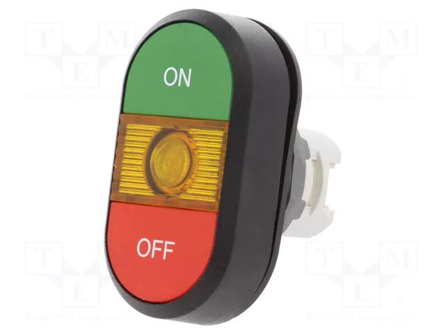 Switch: double; 22mm; Stabl.pos: 1; green/red; MLB-1; IP66; flat ABB MPD3-11Y