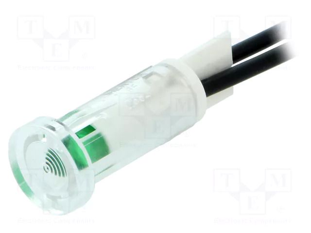 Indicator: LED; flat; green; Ø9.7mm; cables; 100mm; plastic MENTOR 2684.8381