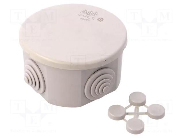 Enclosure: junction box; Ø: 80mm; Z: 40mm; wall mount; IP44; grey ABB ABB-00802