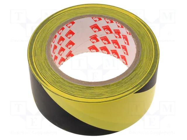 Tape: warning; yellow-black; L: 33m; W: 50mm; self-adhesive SCAPA SCAPA-2724-50