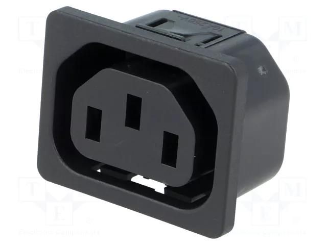Connector: AC supply; socket; female; 10A; 250VAC; C13 (F),V-lock SCHURTER 6600.4115.21