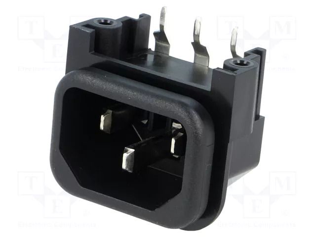 Connector: AC supply; socket; male; 10A; 250VAC; C14 (E); GSP2; IP40 SCHURTER GSP2.9103.13
