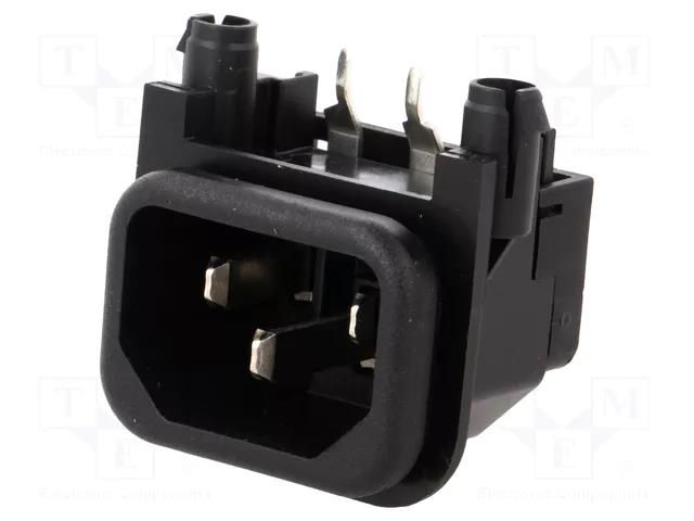 Connector: AC supply; socket; male; 10A; 250VAC; C14 (E); GSP2; THT SCHURTER GSP2.9213.14