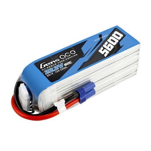 Gens ace 5600mAh 80C 22.2V 6S1P Lipo Battery Pack with EC5 plug, Gens ace GEA6S560080E5