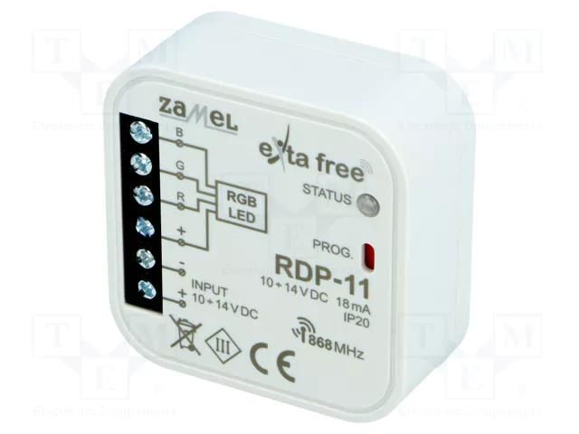 RGB controller; flush mount; 10÷14VDC; IP20; EXTA FREE; -10÷55°C ZAMEL RDP-11