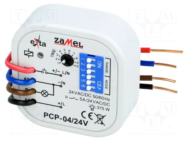 Timer; 0,1s÷10days; SPST-NO; 250VAC/5A; Usup: 24VAC; 24VDC; IP20 ZAMEL PCP-04/24V
