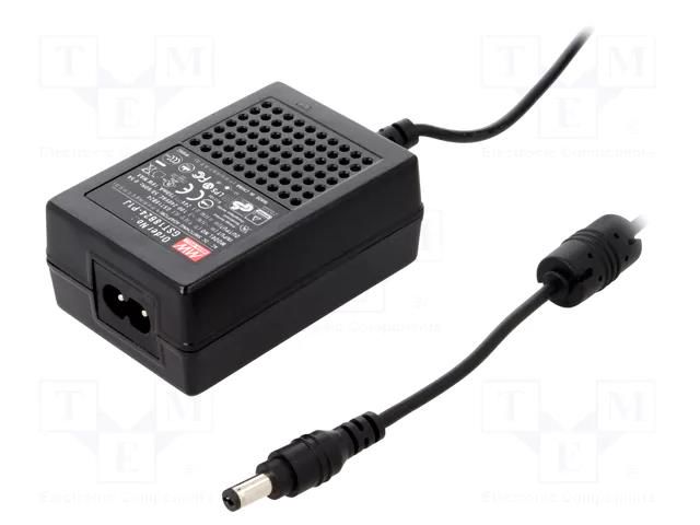Power supply: switching; 24VDC; 0.75A; Out: 5,5/2,1; 18W; 85÷264VAC MEAN WELL GST18B24-P1J