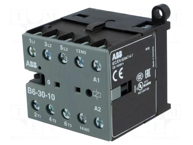 Contactor: 3-pole; NO x3; Auxiliary contacts: NO; 380÷415VAC; 6A ABB B6-30-10-85