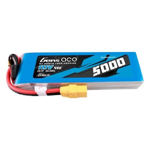 Gens ace G-Tech 5000mAh 11.1V 45C 3S1P lipo battery with XT90 Plug, Gens ace GEA503S45X9GT