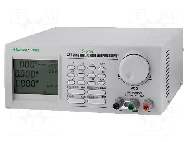 Power supply: programmable laboratory; Ch: 1; 1÷20VDC; 0÷10A; 48mm MANSON SDP-2210
