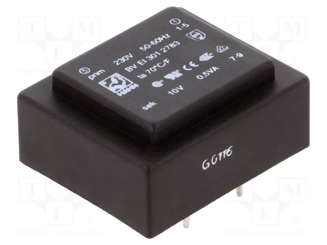 Transformer: encapsulated; 0.5VA; 230VAC; 10V; 50mA; PCB; BVEI HAHN BVEI3012783