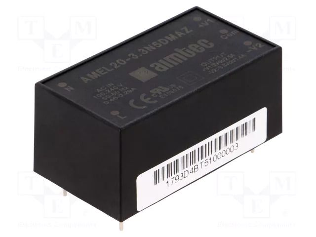Converter: AC/DC; 14.8W; Uin: 90÷264VAC,130÷370VDC; Uout: -3.3VDC AIMTEC AMEL20-3.3N5DMAZ