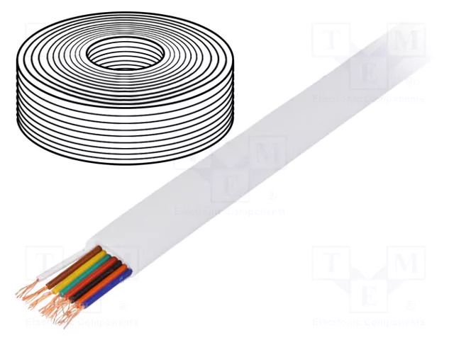 Wire: telecommunication cable; 8x28AWG; stranded; white; 100m BQ CABLE TEL-0081-100/WH