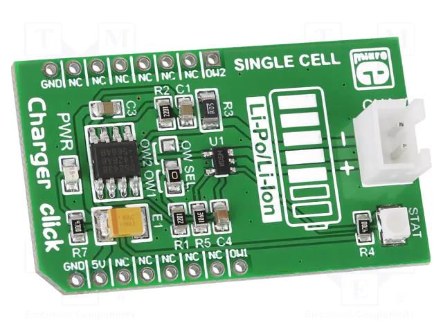 Click board; prototype board; Comp: DS2438,MCP73831; charger MIKROE MIKROE-2033