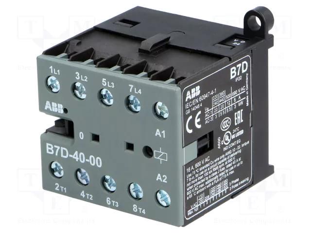 Contactor: 4-pole; NO x4; 24VDC; 7A; B7D; screw terminals; -20÷55°C ABB B7D-40-00-01