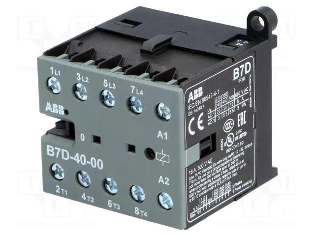 Contactor: 4-pole; NO x4; 24VDC; 7A; B7D; screw terminals; -20÷55°C ABB B7D-40-00-01