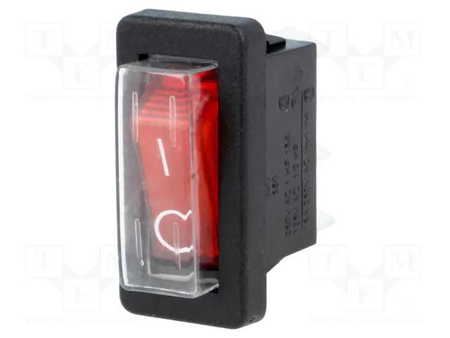 ROCKER; SPST; Pos: 2; ON-OFF; 16A/250VAC; red; neon lamp; 5500; 250V BULGIN AE-C5503ALNGA