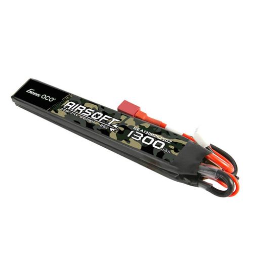 Gens ace 25C 1300mAh 2S1P 7.4V Saddle Airsoft Gun Lipo Battery with T Plug, Gens ace GEA13002S25D2