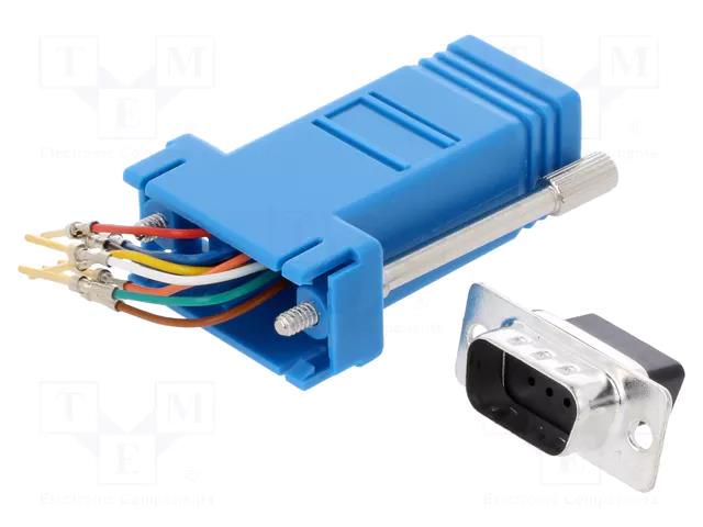 Transition: adapter; D-Sub 9pin male,RJ45 socket; blue MH CONNECTORS DA9-PMJ8-B-K