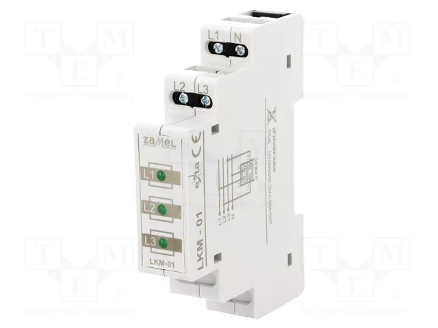 Module: voltage indicator; 3x400VAC; IP20; for DIN rail mounting ZAMEL LKM-01-20