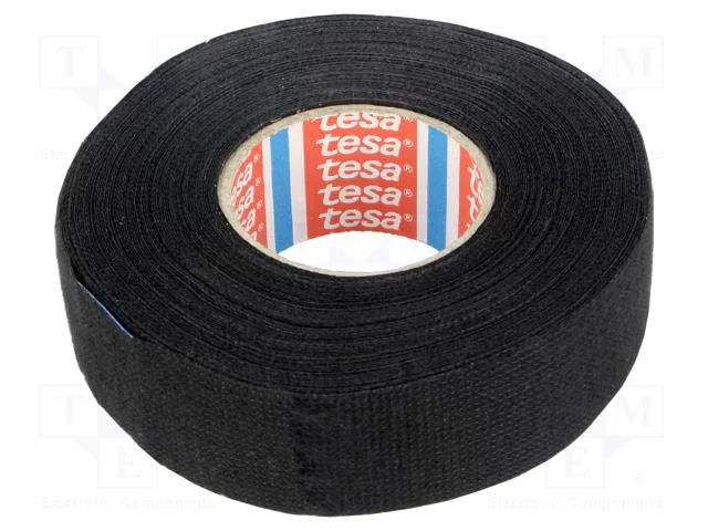 Tape: textile; W: 25mm; L: 15m; Thk: 0.3mm; Automotive; black; 105°C TESA TESA-51608-25/15