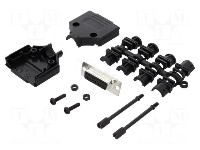 Connector: D-Sub; PIN: 15; plug; female; straight; soldering MH CONNECTORS MHDTPPK15-DB15SK