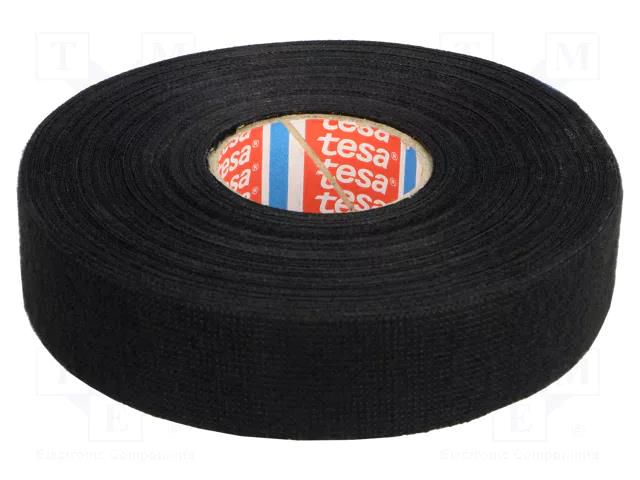 Tape: textile; W: 25mm; L: 25m; Thk: 0.3mm; Automotive; black; 105°C TESA TESA-51608-25