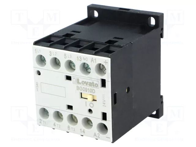 Contactor: 3-pole; NO x3; Auxiliary contacts: NO; 24VDC; 9A; BG LOVATO ELECTRIC 11BG0910D024