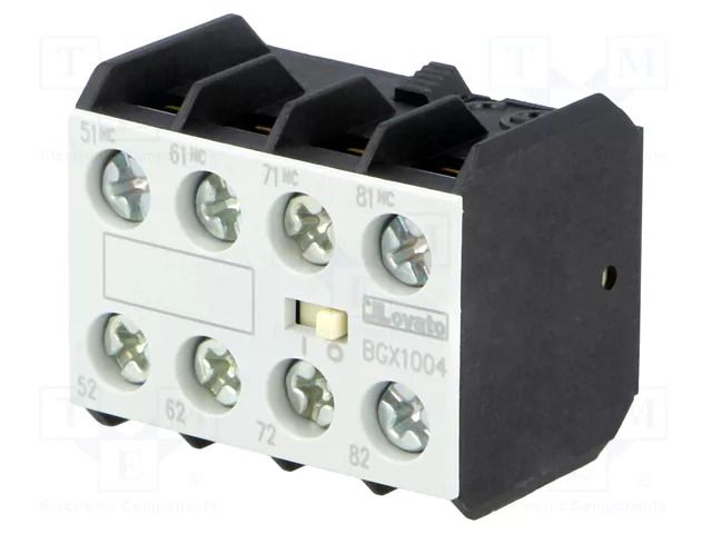 Auxiliary contacts; Leads: screw terminals; front; BG LOVATO ELECTRIC 11BGX1004