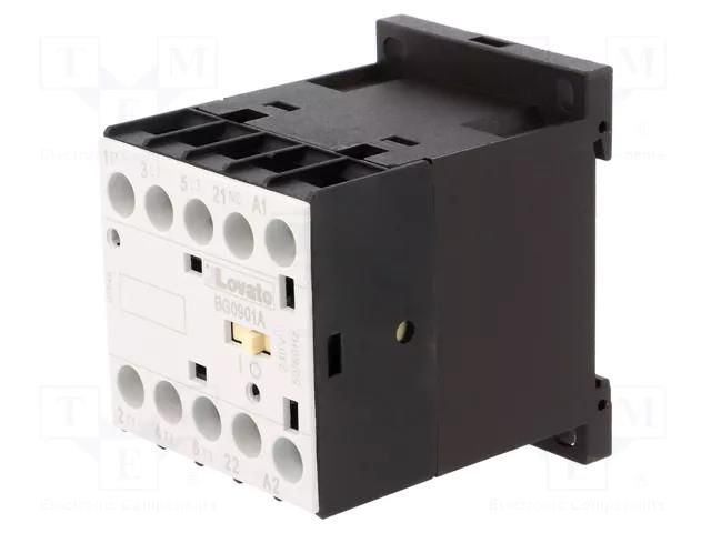 Contactor: 3-pole; NO x3; Auxiliary contacts: NC; 230VAC; 9A; BG LOVATO ELECTRIC 11BG0901A230