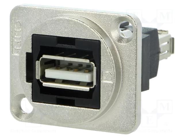 Coupler; USB A socket,both sides; FT; USB 2.0; metal; 19x24mm CLIFF CP30208NM