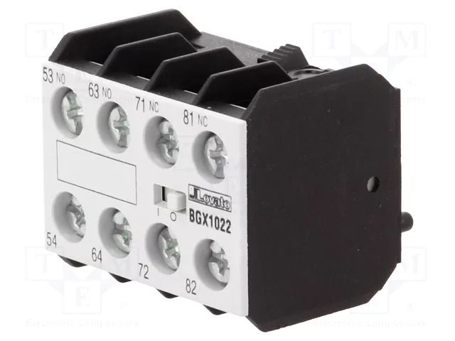 Auxiliary contacts; Leads: screw terminals; front; BG LOVATO ELECTRIC 11BGX1022