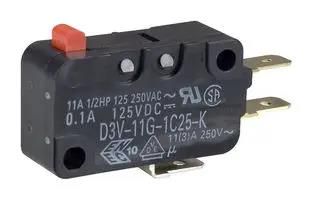 MICROSWITCH, SPDT, 3A, 250V, 100GF D3V-11G6-1C24-K