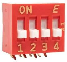 DIP SW, SPST-NO, 0.025A/24V, 4POS, RA TH KAS2104ET
