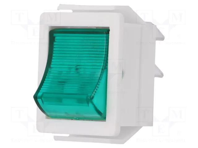 ROCKER; DPST; Pos: 2; ON-OFF; 16A/250VAC; green; neon lamp; 1550 BULGIN AE-C1553VQNAP