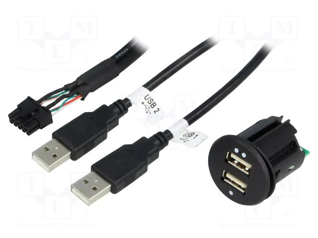 USB power supply; USB A socket x2; Sup.volt: 12÷24VDC; 5V/2.1A PER.PIC. C0012