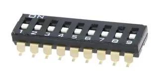 DIP SW, SPST-NO, 9CKT, 0.025A/24VDC, SMD A6S-9101-H