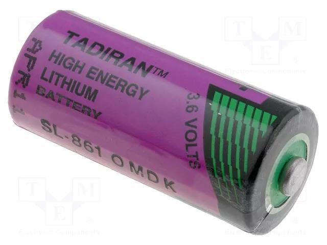 Battery: lithium (LTC); 2/3AA,2/3R6; 3.6V; 1600mAh; Ø14.7x33.5mm TADIRAN SL-861/S