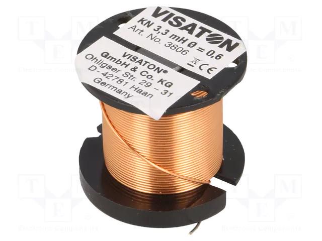Inductor: coil; 3.3mH; 1.4Ω; Ø: 32mm; H: 29mm; Øcore: 0.6mm VISATON KN-3.3MH-VS