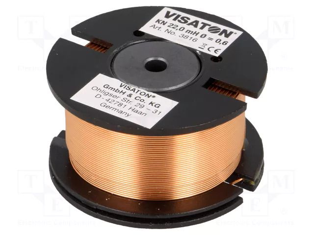 Inductor: coil; 22mH; 5.2Ω; Ø: 55mm; H: 30mm; Øcore: 0.6mm VISATON KN-22MH-VS
