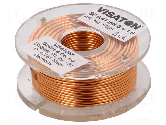 Inductor: air coil; 0.47mH; 0.36Ω; Ø: 48mm; H: 18mm; Øcore: 1mm VISATON SP-0.47MH48-VS