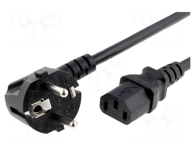 Cable; 3x1mm2; CEE 7/7 (E/F) plug angled,IEC C13 female; PVC; 1m LIAN DUNG SN311-3/10/1.0BK