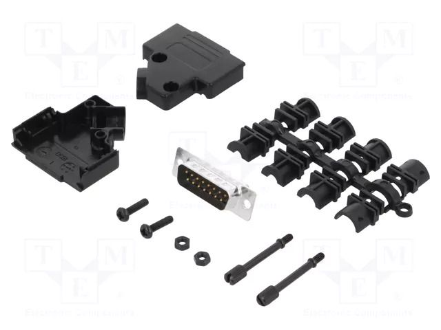 Connector: D-Sub; PIN: 15; plug; male; angled 45°; soldering MH CONNECTORS MHD45PPK15DB15PK